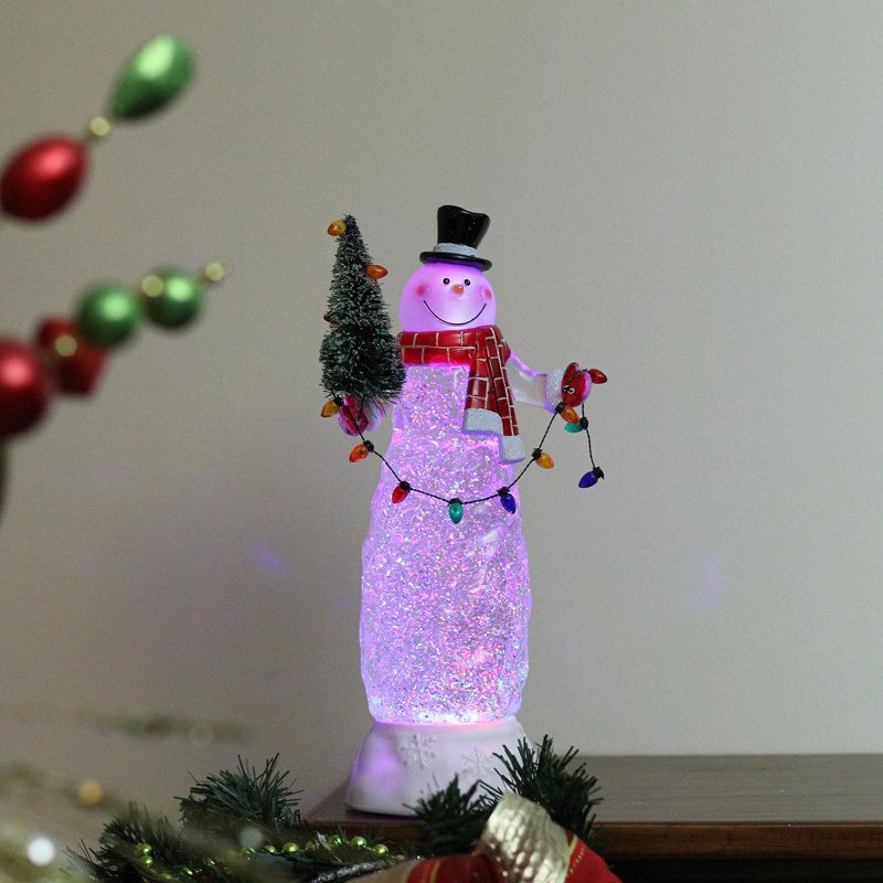The Holiday Aisle Swirling Glitter LED Lighted Snowman Christmas Indoor